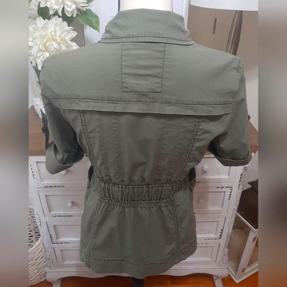 Decree Zip Up Military Utility Cargo Jacket With Tie Front - Picture 6 of 8